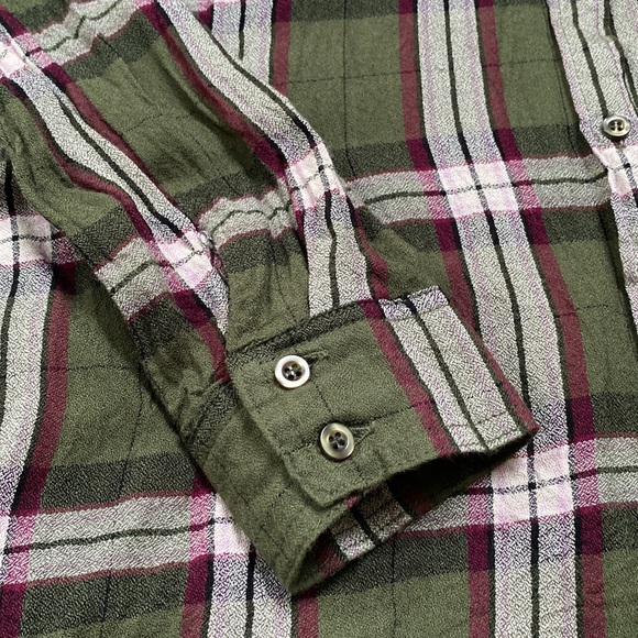 🎉HP🎉 Blue Pepper Day to Day Button Down Plaid Shirt 💗 Olive Cranberry White - Picture 10 of 14
